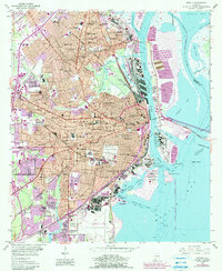 Download a high-resolution, GPS-compatible USGS topo map for Mobile, AL (1990 edition)