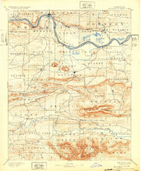 1890 Map of Magazine Mountain, 1932 Print
