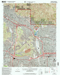 preview thumbnail of historical topo map of Pasadena, CA in 1995