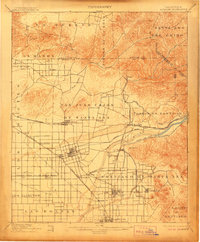 1901 Map of Anaheim, CA, 1906 Print