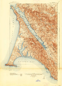 preview thumbnail of historical topo map of Marin County, CA in 1918