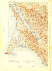 preview thumbnail of historical topo map of Marin County, CA in 1918