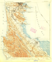 1899 Map of San Mateo, 1907 Print