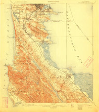 1899 Map of San Mateo, 1913 Print