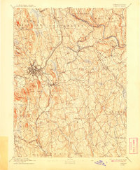 1892 Map of Danbury, 1908 Print