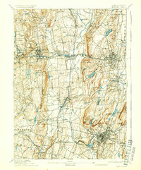 1893 Map of Meriden, CT, 1936 Print