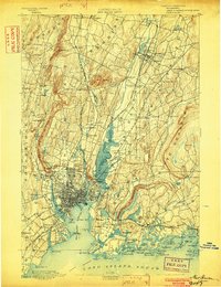 1892 Map of New Haven, CT, 1902 Print