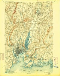 1892 Map of New Haven, CT, 1909 Print