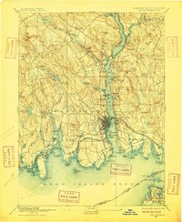 1893 Map of New London, CT, 1909 Print
