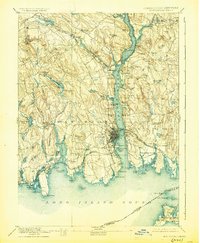 1893 Map of New London, CT, 1928 Print
