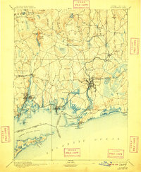 1893 Map of Stonington, 1909 Print