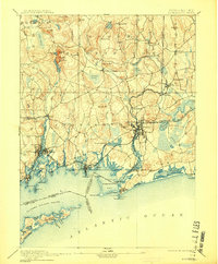 1893 Map of Stonington, 1914 Print
