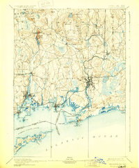 1893 Map of Stonington, 1928 Print