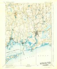 1893 Map of Stonington, 1935 Print