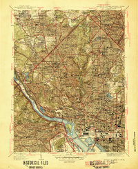 historical topo map of District of Columbia, United States in 1945