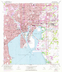 1956 Map of Tampa, 1970 Print