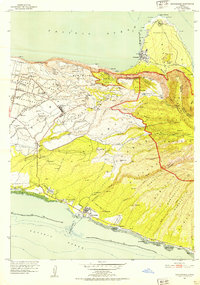 1952 Map of Kaunakakai, 1954 Print