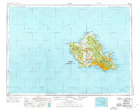 1970 Map of Oahu, 1973 Print
