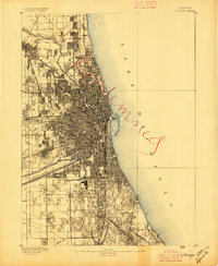 historical topo map of Chicago, IL in 1889