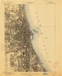 1901 Map of Chicago, 1913 Print