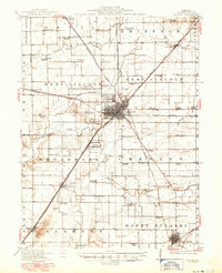 1913 Map of Lincoln, IL, 1950 Print