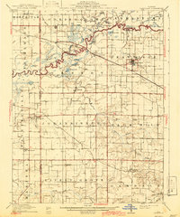 1910 Map of Okawville, 1943 Print