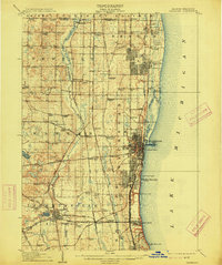 1908 Map of Waukegan, 1914 Print