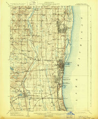 1908 Map of Waukegan, 1929 Print