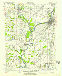 1944 Map of Vincennes, IN, 1958 Print