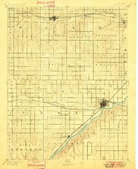1891 Map of Larned, KS, 1901 Print