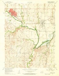 1957 Map of Ellsworth, KS, 1958 Print