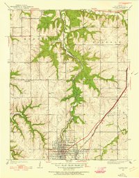 1935 Map of Lenexa, KS, 1955 Print
