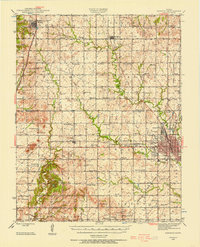 1945 Map of Parsons, KS, 1956 Print