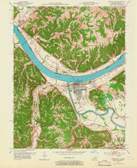 1953 Map of Carrollton, KY, 1966 Print