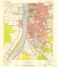 1953 Map of Baton Rouge, LA, 1954 Print