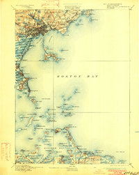1892 Map of Boston Bay, 1901 Print
