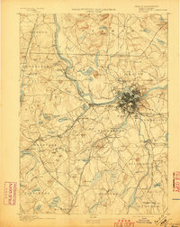 1893 Map of Lowell, MA, 1897 Print