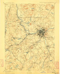 1893 Map of Lowell, MA, 1908 Print