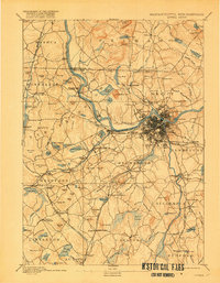 1893 Map of Lowell, MA, 1918 Print