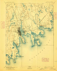 1893 Map of New Bedford, 1910 Print