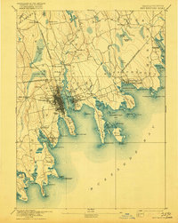 1893 Map of New Bedford, 1917 Print