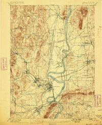 1895 Map of Northampton, MA, 1899 Print