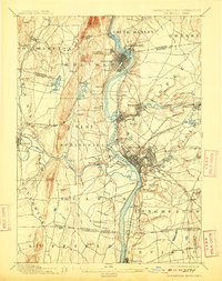 1895 Map of Springfield, MA, 1909 Print