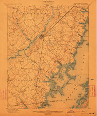 1901 Map of Snow Hill, MD, 1913 Print