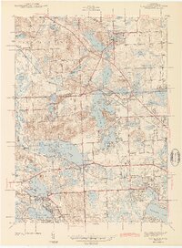preview thumbnail of historical topo map of Oakland County, MI in 1943
