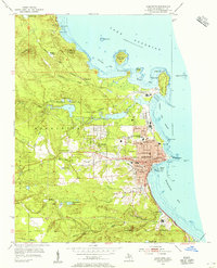 1954 Map of Marquette, MI, 1955 Print