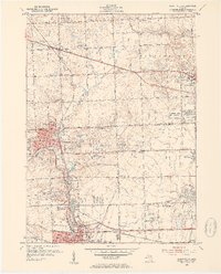 1952 Map of Northville, MI, 1954 Print