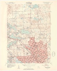 1952 Map of Pontiac, MI, 1954 Print