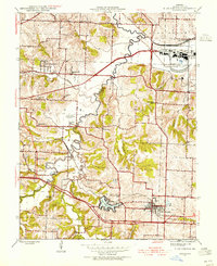 1945 Map of Blue Springs, MO, 1955 Print