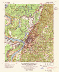 1941 Map of Vicksburg, MS, 1954 Print